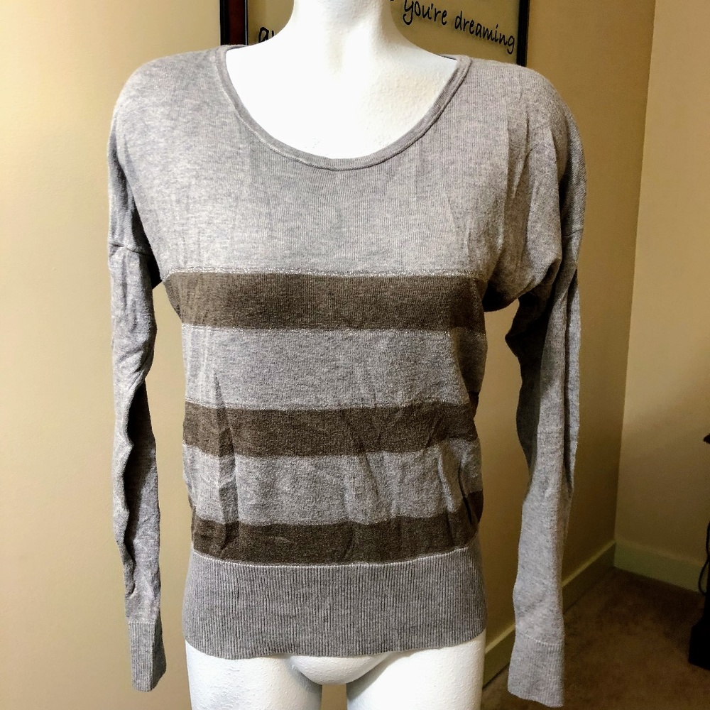 Ann Taylor Loft Brown Striped Sweater - Medium